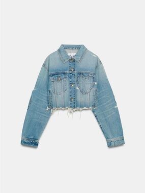 BNWT Zara TRF Heart Patch Denim Jacket